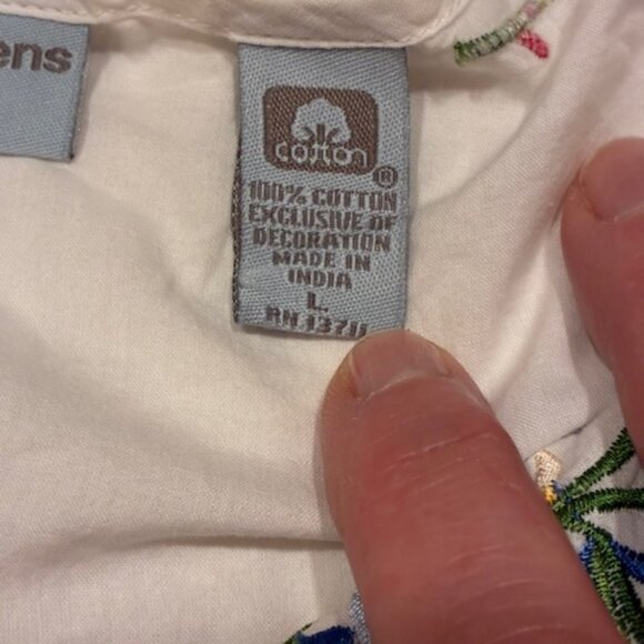 Valerie Stevens Women's 100% Cotton White Embroidered Peasant Boho Top Shirt XL - Picture 7 of 8